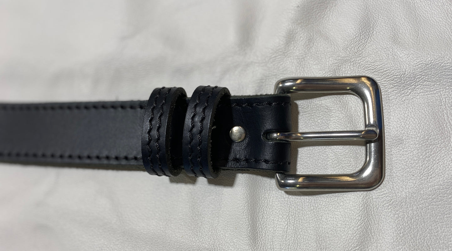 Classic Black Mens Belt - 32mm - Leather Keeper - FREE SHIPPING
