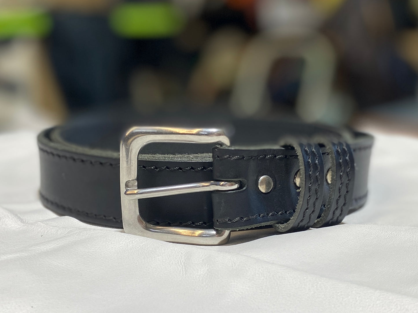 Classic Black Mens Belt - 32mm - Leather Keeper - FREE SHIPPING